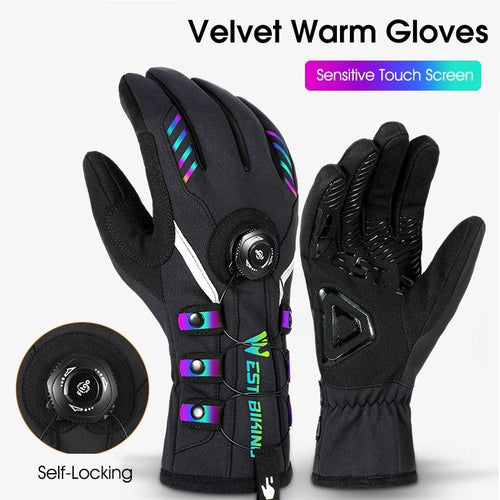 Load image into Gallery viewer, WEST BIKING Adjustable Self-locking Cycling Gloves Men Women Reflective MTB Bike Gloves Touch Screen Sport Ski Bicycle Gloves
