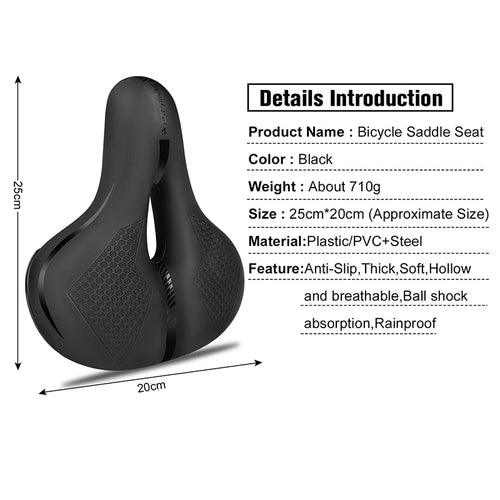Load image into Gallery viewer, Bicycle Saddle MTB Bike Seat Waterproof Soft Seat Cushion Bike Accessories PVC Steel Hollow Wide Cycling Saddles
