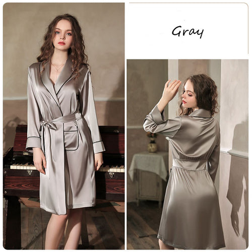 Load image into Gallery viewer, Women&#39;s Pajamas Robe Set Fashion Sexy Femme Bathrobe Satin Silk Like Sleepwear Nightwear Temptation Home Wear Clothes
