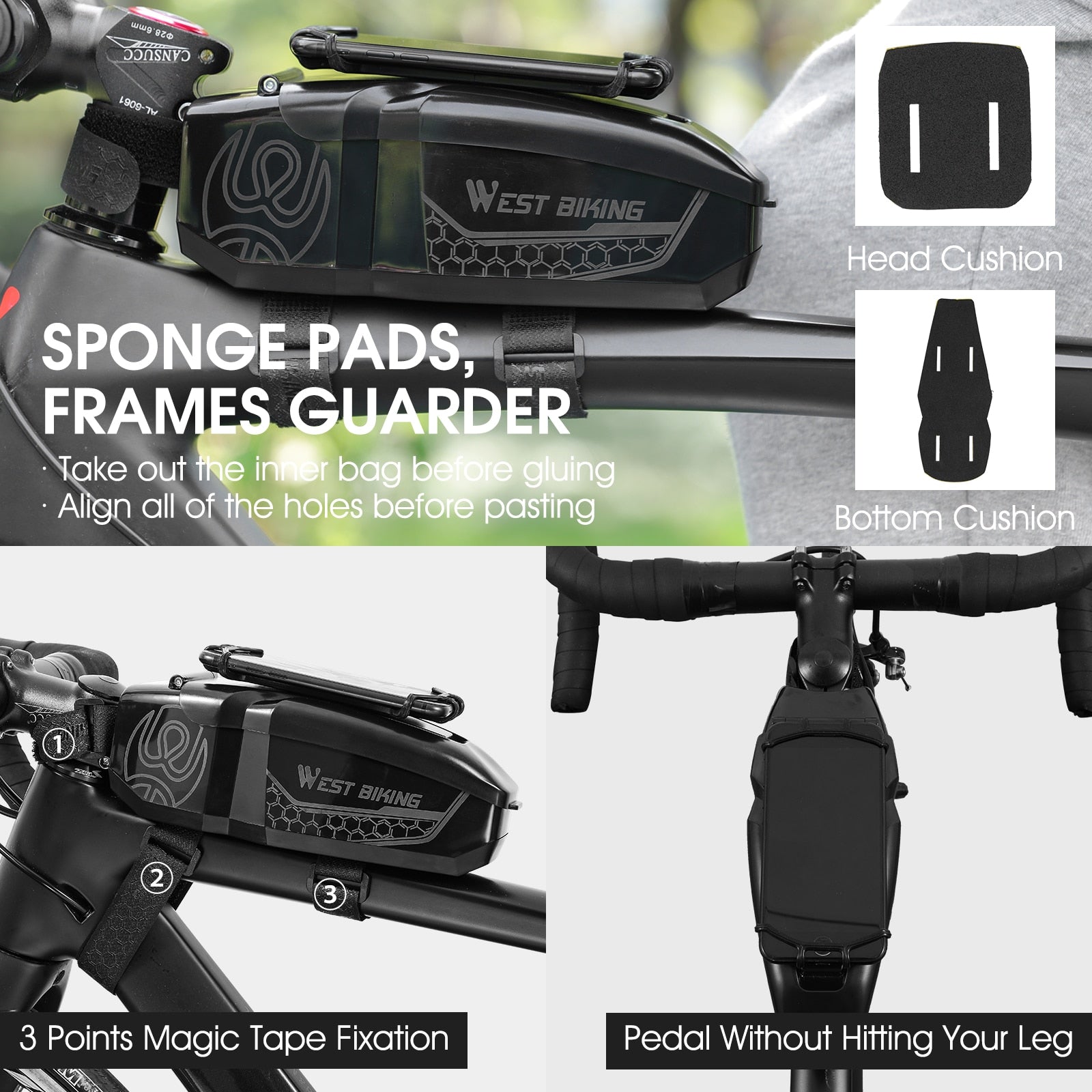 Waterproof Bicycle Bag With 4-6.5 Inch Phone Holder Front Frame Top Tube MTB Bike Bag PC Shell Cycling Accessories