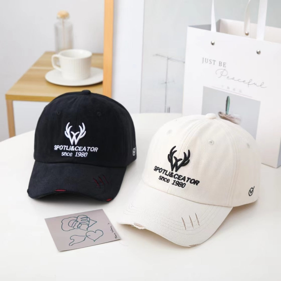 Fashion Women Cap Kpop Style Antlers Embroidery Bright Baseball Cap For Women High Quality Female Streetwear Sports Hat