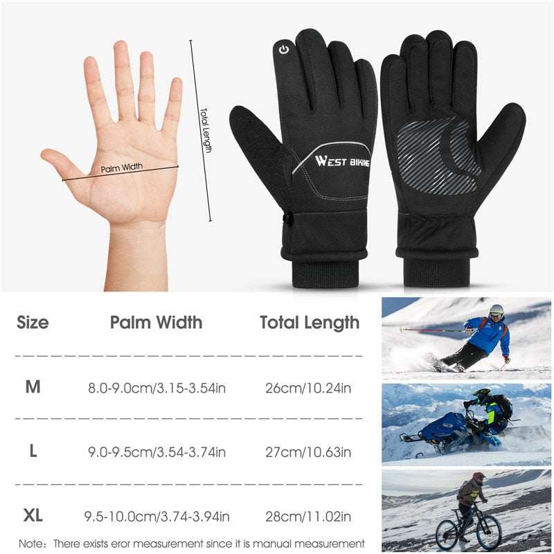 Waterproof Bike Gloves Winter Warm Touch Screen Cycling Gloves 3M Thinsulate Thermal Sport Ski MTB Road Bike Gloves