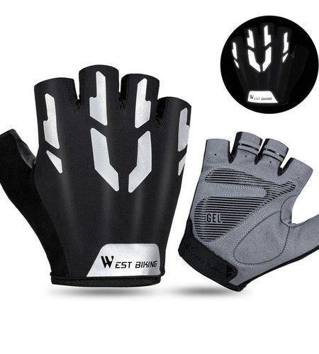 Shockproof Reflective Cycling Gloves Half Finger Sport Gloves Men Women Summer Gym Fitness MTB Road Bicycle Gloves