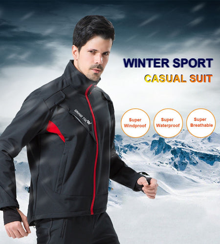 Winter Thermal Cycling Running Jacket Windproof Ski Snow Snowboard Jacket and Pants Set Men Women Sportswear Suit