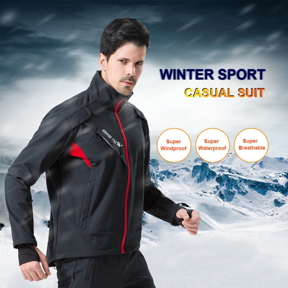 Winter Thermal Cycling Running Jacket Windproof Ski Snow Snowboard Jacket and Pants Set Men Women Sportswear Suit
