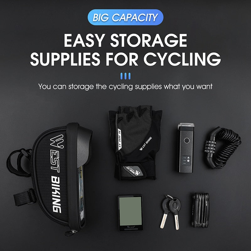 Touch Screen Bicycle Bag MTB Road Bike Handlebar Phone Bag Front Frame Reflective Cycling Accessories Panniers