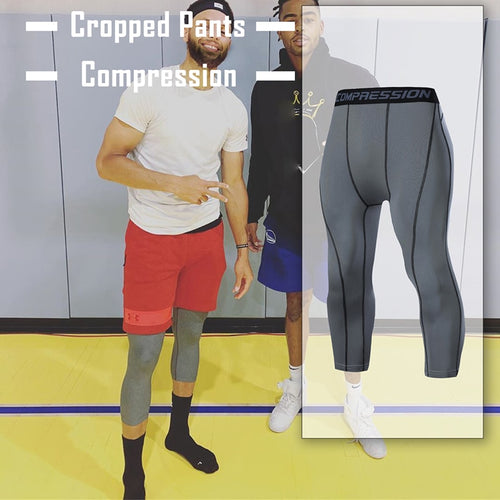 Load image into Gallery viewer, Men&#39;s Running Sport Tights Pants Basketball Cropped Compression Leggings Gym Fitness Sportswear for Male Athletic Trousers
