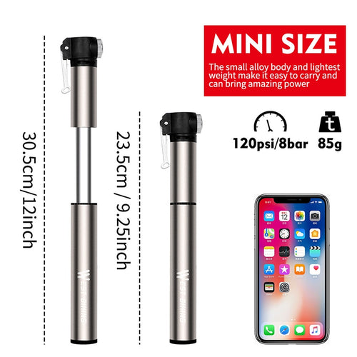 Load image into Gallery viewer, 120PSI Bicycle Pump Hose Mountain Road Cycling Tire Inflator Schrader Presta Valve Alloy Portable Mini Bike Pump
