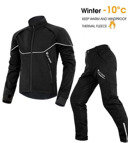 Winter Thermal Cycling Suit Men Women Windproof Bike Jersey Running Ski Snowboard Jacket Coat Pants M-3XL Sportswear