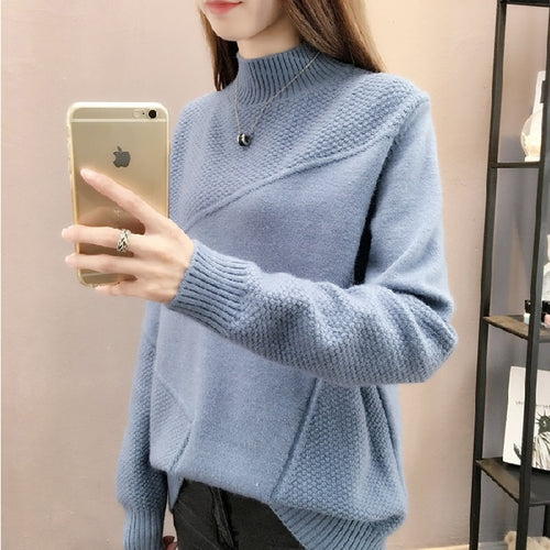 Load image into Gallery viewer, Women Solid Thick Turtleneck Winter Pullover Sweater Long Sleeve Knitted Korean  Loose Jumper Top Warm Sweater Coat
