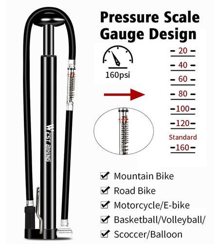 160PSI High Pressure Bicycle Pump Cycling Air Inflator MTB Bike Tyre Pump Bomba De Bicicleta AV/FV Bike Tire Pump