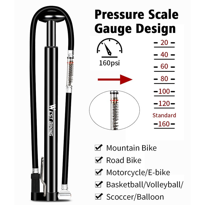 160PSI High Pressure Bicycle Pump Cycling Air Inflator MTB Bike Tyre Pump Bomba De Bicicleta AV/FV Bike Tire Pump