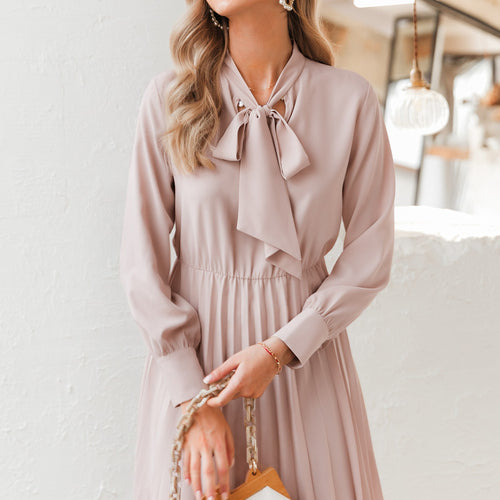 Load image into Gallery viewer, Vintage Elegant Office Casual Solid Pink Office Dress-women-wanahavit-Pink-S-wanahavit
