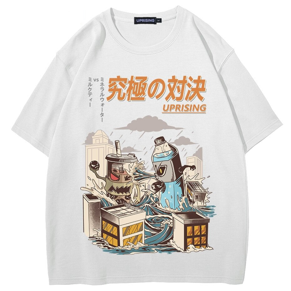 Hip Hop Streetwear Harajuku T Shirt Girl Japanese Kanji Print Tshirt 2022 Men Summer Short Sleeve T-Shirt Cotton Loose Tops Tees