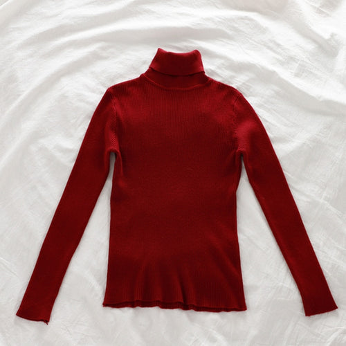 Load image into Gallery viewer, Women Pullover Turtleneck Sweater Long Sleeve Knitted Soft Female Basic Tops Korean Fashion Ladies Jumper
