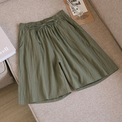 Load image into Gallery viewer, Women shorts Summer Casual Solid Cotton Linen shorts high waist loose shorts for girls Soft Cool female shorts M-3XL
