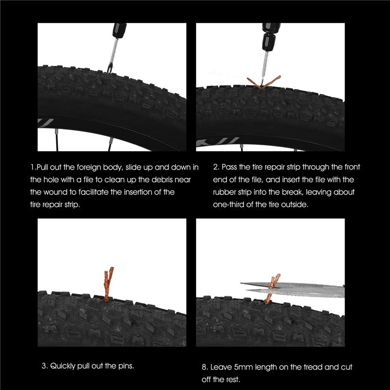 Bicycle Tubeless Tire Repair Tool Kit MTB Tyre Puncture Sealant Rubber Stripes Road Bike Tire Maintenance Mini Tool