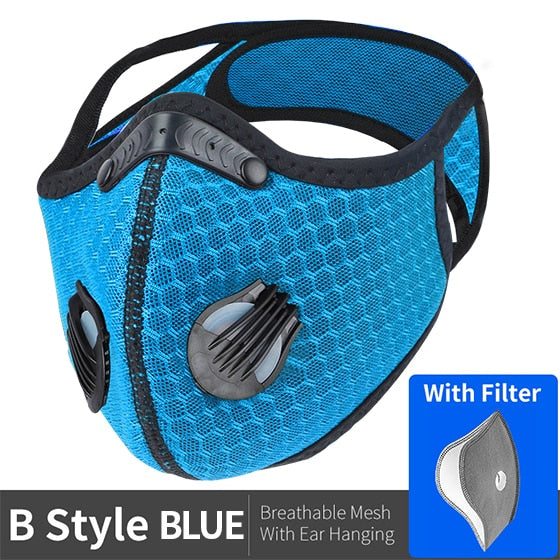 Sport Face Mask With Activated Carbon Filter PM 2.5 Anti Pollution Mask Training Running Anti-dust Cycling Mask