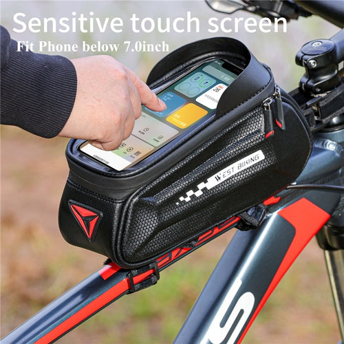 Load image into Gallery viewer, Waterproof Bicycle Bag Front Frame Touch Screen Phone Bag MTB Road Bike Saddle Bag Reflective Cycling Accessories
