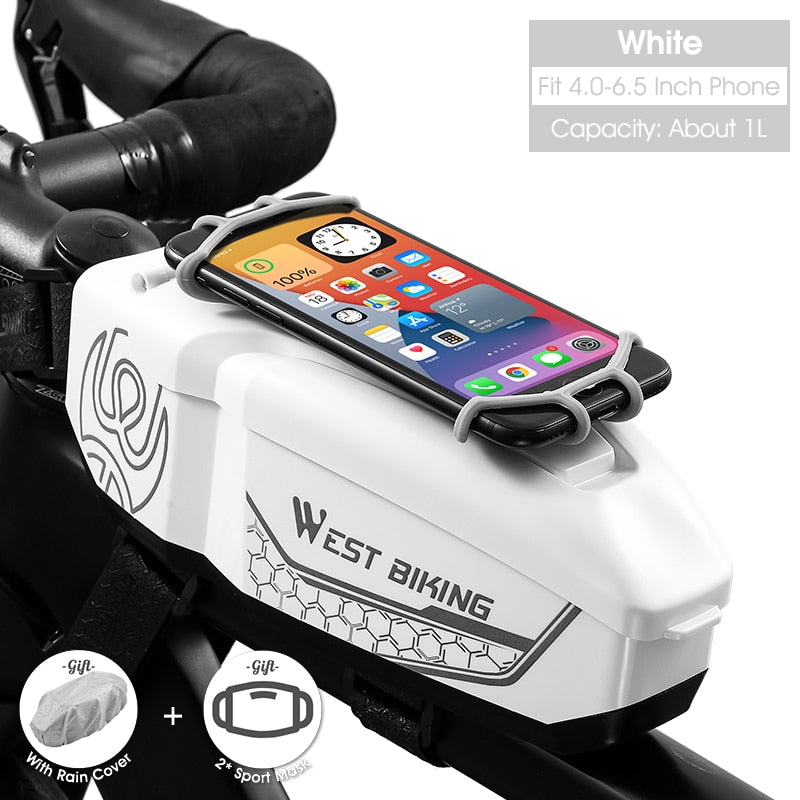 Waterproof Bicycle Bag With 4-6.5 Inch Phone Holder Front Frame Top Tube MTB Bike Bag PC Shell Cycling Accessories