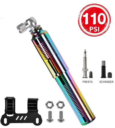 Exclusive Multi-color Bike Pump 110PSI High Pressure Air Tire Inflator Presta Schrader Valve MTB Bicycle Mini Pump