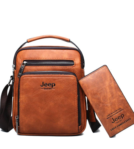 Men Leather Shoulder Bag 2 piece set Handbags Business Casual Messenger Bag Crossbody Male Tote Bags High Quality