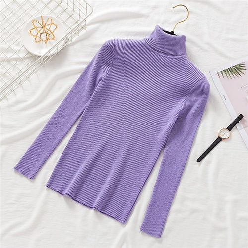 Load image into Gallery viewer, Pullovers Women Turtleneck Sweaters Fashion Spring Long Sleeve Female Jumper Autumn Korean Basic Top Soft Knitted Sweater
