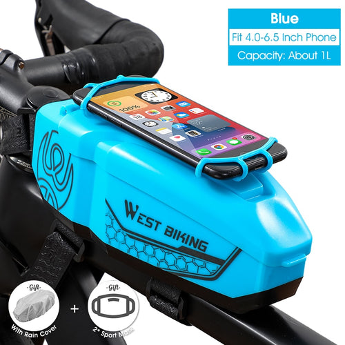 Load image into Gallery viewer, Waterproof Bicycle Bag With 4-6.5 Inch Phone Holder Front Frame Top Tube MTB Bike Bag PC Shell Cycling Accessories
