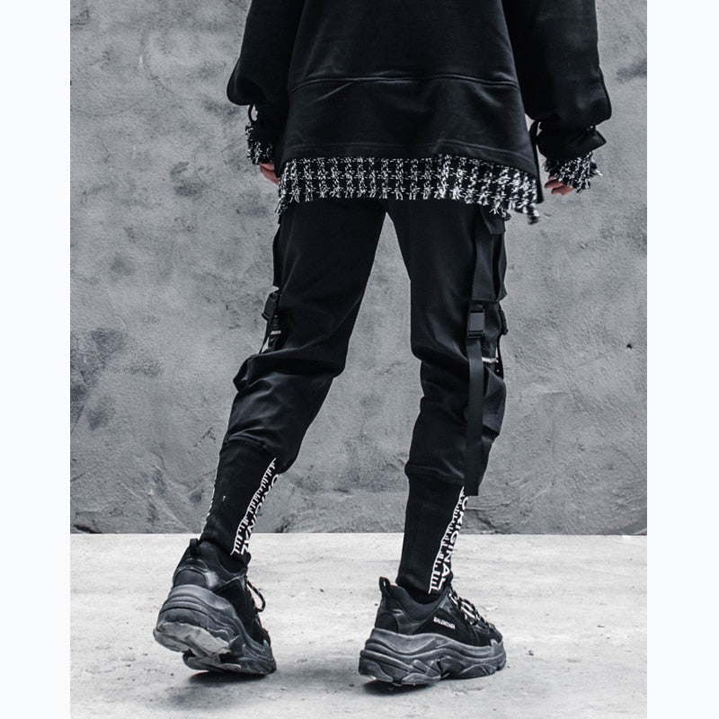 Tactical Functional Cargo Pants Joggers Men Black Multi-pocket Trousers Hip Hop Streetwear Elastic Waist Pants Techwear WB506