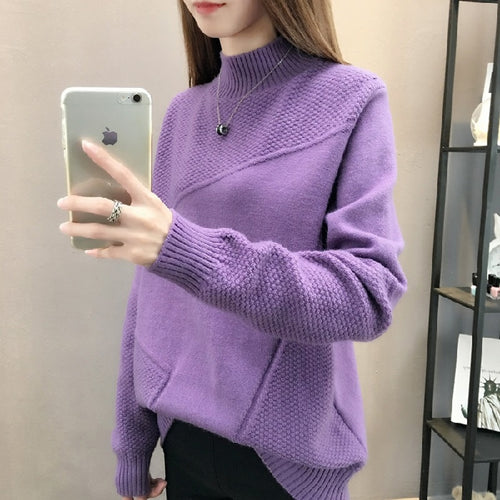 Load image into Gallery viewer, Women Solid Thick Turtleneck Winter Pullover Sweater Long Sleeve Knitted Korean  Loose Jumper Top Warm Sweater Coat
