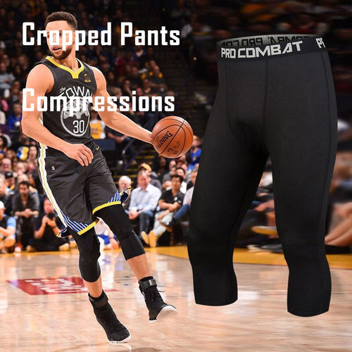 Load image into Gallery viewer, Men&#39;s Sports 3/4 Cropped Pants Gym Running Leggings Male Joggings Elastic Compressions Sweatpant Football Basketball Trousers
