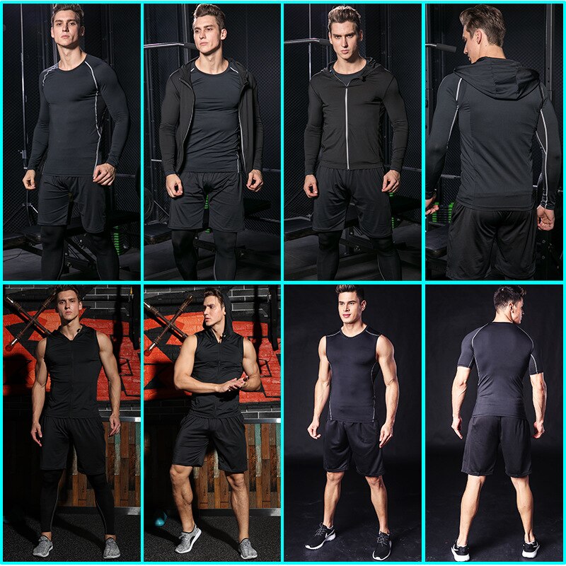 Tight Running Set for Men Fitness Sportswear Jogging Sport Suit Gym Compression Sports Clothing Training Tracksuit Rash guard