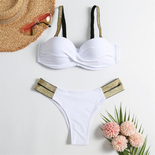 Load image into Gallery viewer, Bra Bikini Push Up Swimsuit Female Swimwear Women Two-pieces Bikini set With Cup Bather Bathing Suit Swim Lady V2310
