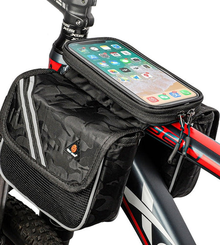 Reflective Bicycle Bag 6.5 inch Phone Bag Rainproof Front Frame Bag Sensitive Touch Screen MTB Road Bike Accessories