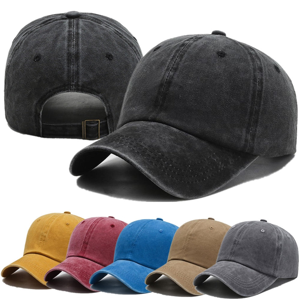 Unisex Cap Plain Color Washed Cotton Baseball Cap Men & Women Casual Adjustable Outdoor Trucker Snapback Hats Dropshipping