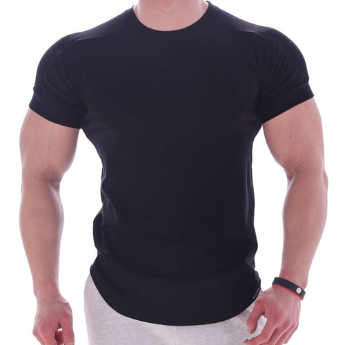 Load image into Gallery viewer, Casual Solid Short Sleeve T-shirt Men Gym Fitness Sports Cotton Shirt Male Bodybuilding Skinny Tee Tops Summer Training Clothes
