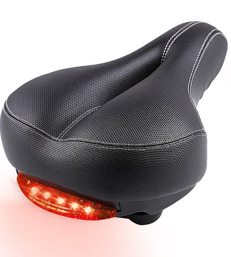 Wide Bicycle Saddle with Taillight Soft Sponge Cushion Hollow Thicken Cycling Ciclismo Seat MTB Mountain Bike Saddle