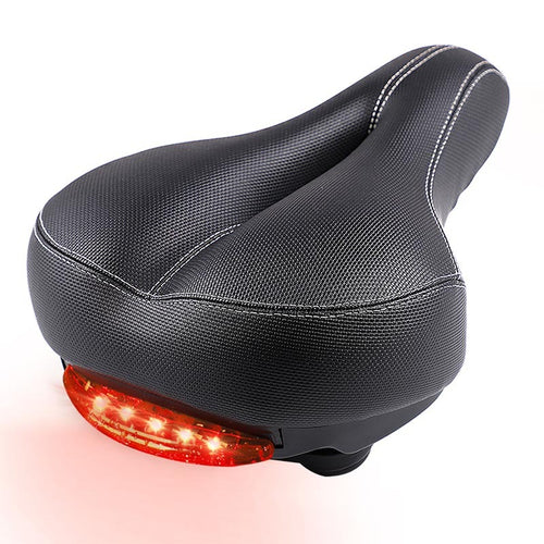 Load image into Gallery viewer, Wide Bicycle Saddle with Taillight Soft Sponge Cushion Hollow Thicken Cycling Ciclismo Seat MTB Mountain Bike Saddle
