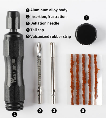 Bicycle Tubeless Tire Repair Tool Kit MTB Tyre Puncture Sealant Rubber Stripes Road Bike Tire Maintenance Mini Tool