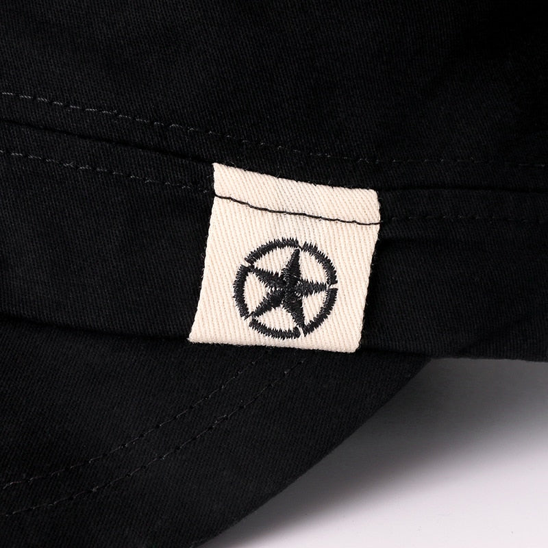 Military Hats For Men Adjustable Army Hat Canvas 5-Pointed Star Label Flat Top Cap Wholesale