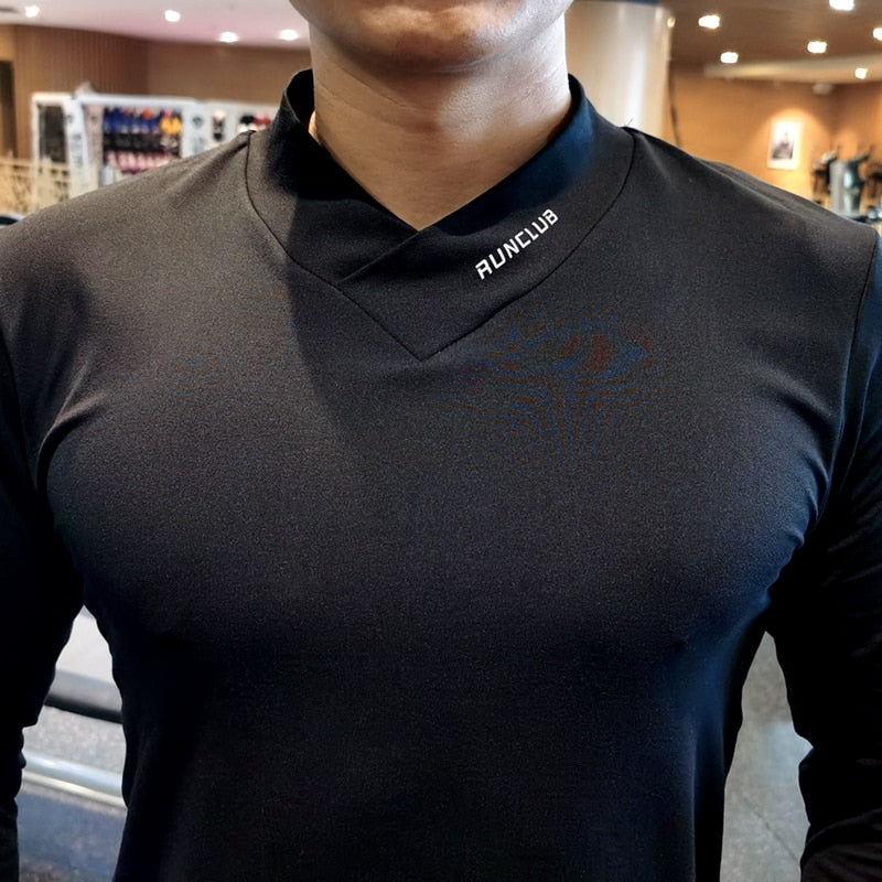 Men Fitness T Shirt Elastic Compression Sweatshirt Tight Running Sport Clothes Jogging Training Sportswear Quick Dry Rash Guard