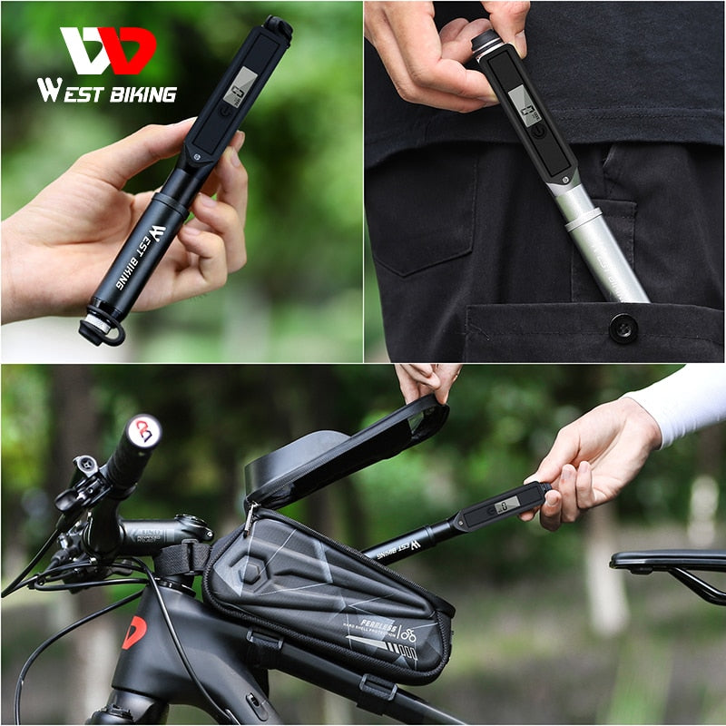 Portable Bike Pump High Pressure Digital Gauge Hose MTB Road Bicycle Pump Schrader Presta Valve Cycling Hand Pump
