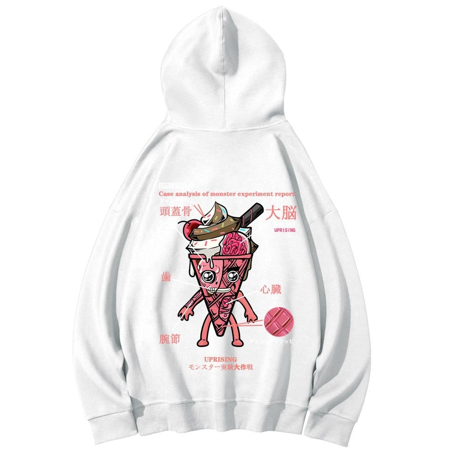 Hoodies, Sweatshirts Men Hip Hop Funny Ice Cream Anatomy Harajuku Japanese Kanji Streetwear Japan Cotton