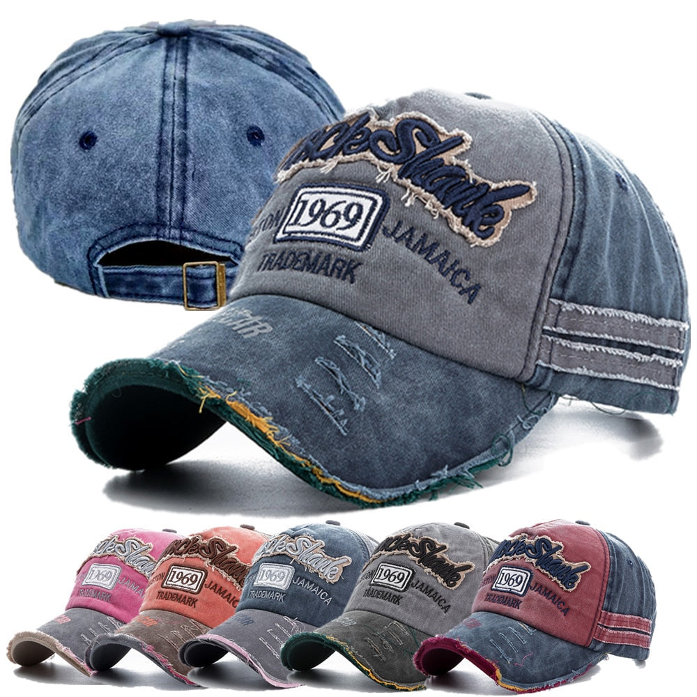 Unisex Washed Denim Baseball Cap High Quality Snapback Hats Summer Hat Cap For Men Women 1969 Letter Dad Hat Wholesale Gorras