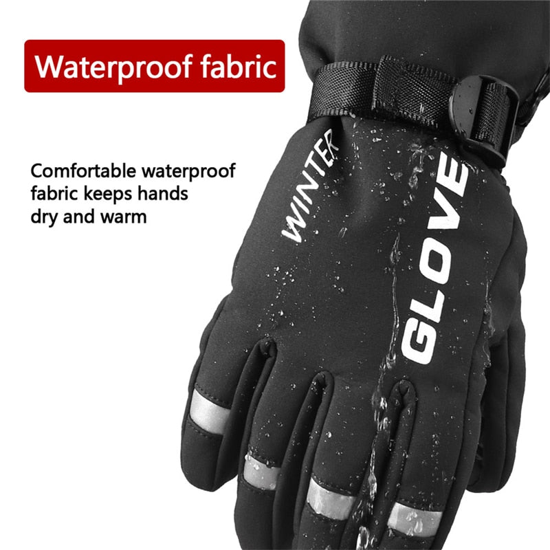 Winter Thermal Full Finger Touch Screen Cycling Gloves Reflective Windproof Warm Bike Gloves Waterproof Bicycle Glove Men Women