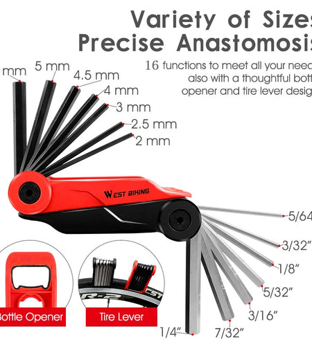 Bicycle Tools Kit Cycling Repair Hex Allen Wrench Bottle Opener Tire Lever Multitool Set MTB Road Bike Repair Tool