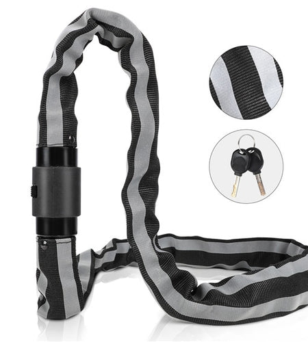 Bicycle Lock Anti-Theft Security Chain Lock With 2 Keys MTB Road Bike Motorcycle Scooter Reflective Cycling Lock
