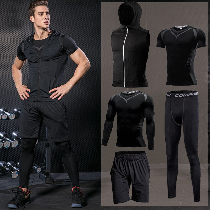 Men Sportswear Compression Sport Suits Quick Dry Running Sets Clothes Sports Joggers Training Gym Fitness Tracksuits Running Set
