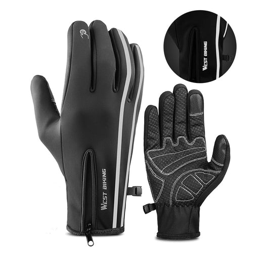 Load image into Gallery viewer, Winter Cycling Gloves PU Leather Thermal Fleece Touch Screen Outdoor Sport Skiing Climbing Motorcycle Bicycle Gloves

