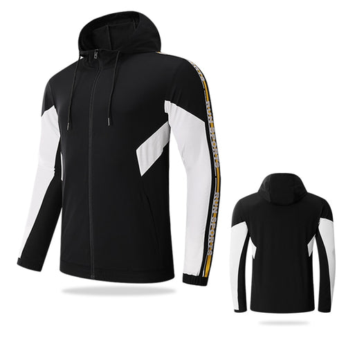 Load image into Gallery viewer, Gym Men Running Sports Jacket Fitness Long Sleeve Elastic Tight Hoodies Zipper Slim Hiking Sweatshirts Male Jogging Hooded Coat
